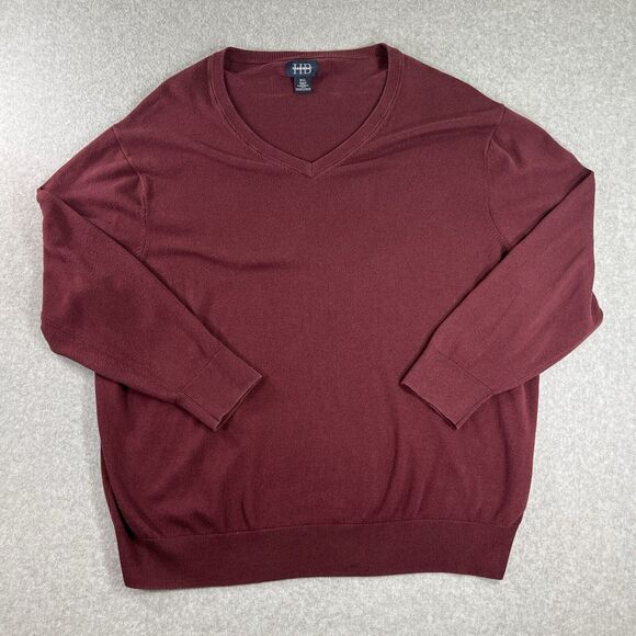 Harbor Bay Red V-Neck Pullover Long Sleeve Knit Sweater Men's Size 2XL - Picture 1 of 7